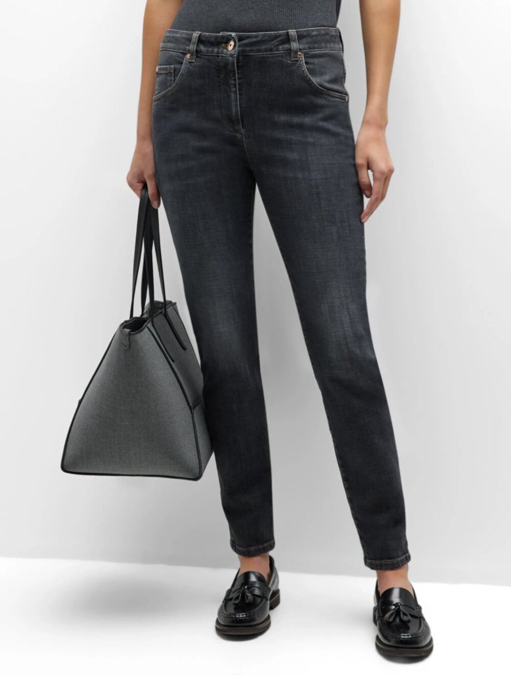 Brunello Cucinelli Jeans Black Monili Extra Skinny Stretch Denim Size 4 40 IT